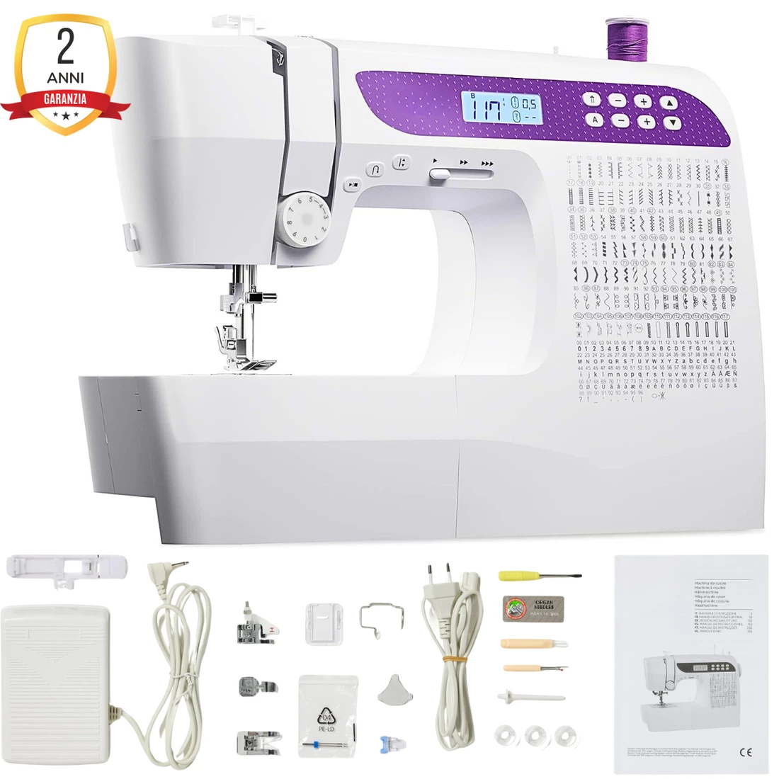 Macchina da Cucire Elettronica 215 Funzioni con Display LCD